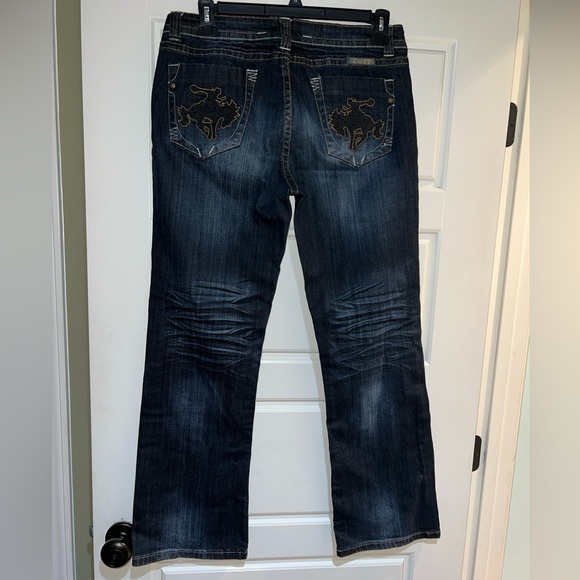 Cowgirl Tuff let er buck 32 x 31” dark denim jeans embroidery - Picture 2 of 12